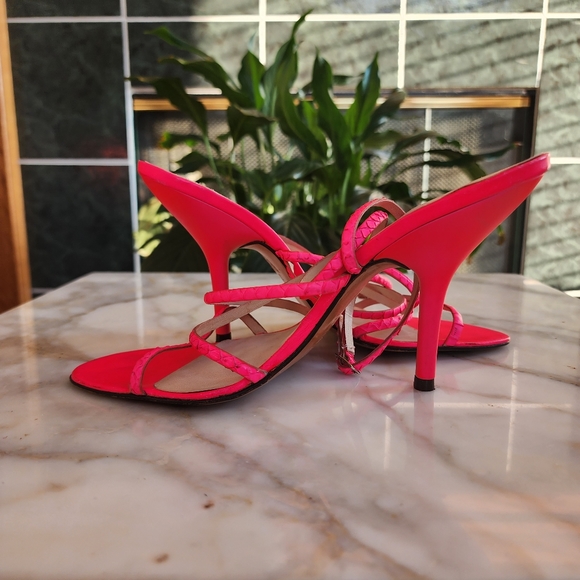Pedro Garcia Bright Pink Strappy Heels, Sz 38 - Picture 10 of 15